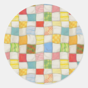 CRAZY QUILT Small Round Stickers