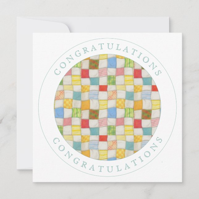 CRAZY QUILT Square Flat Congratulations Card (Front)
