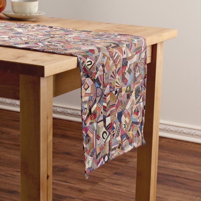 Crazy quilt top short table runner (In Situ)