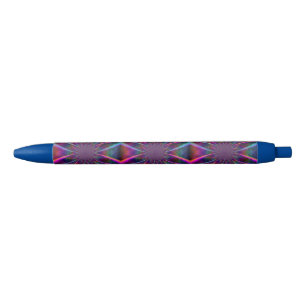 Crazy Rainbow Flower Two Black Ink Pen