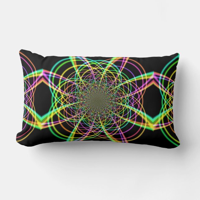 Crazy Rainbow Spiral Lumbar Pillow (Front)