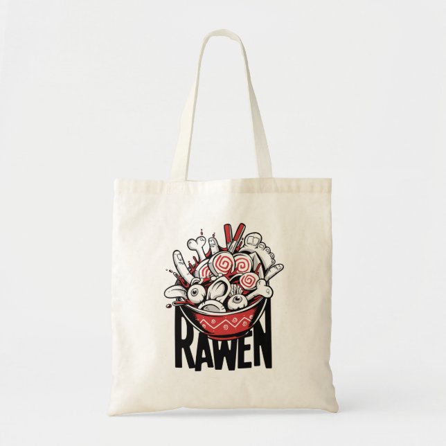 Crazy Ramen Noodle Zombie Design Tote Bag (Front)