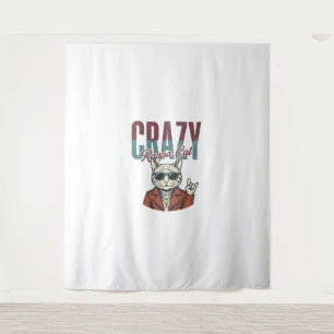 Crazy Rappa Cat Vintage Engraving T-Shirt Design_1 Tapestry