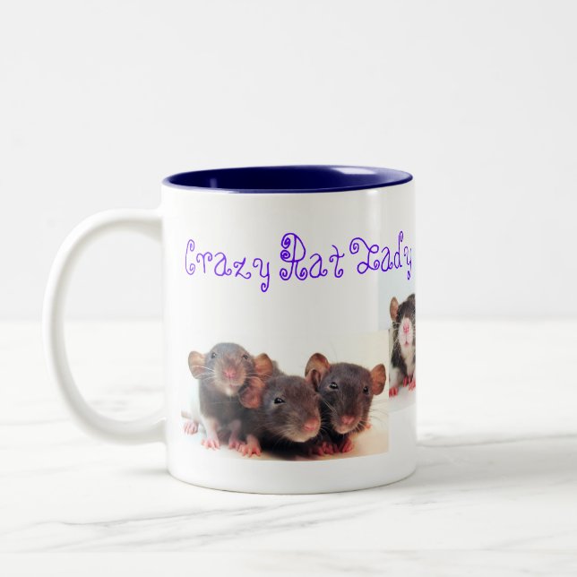 Crazy Rat Lady and Proud of it! Two-Tone Coffee Mug (Left)