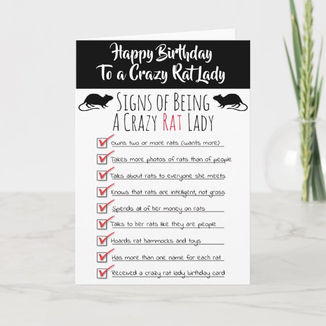 Crazy Rat Lady Birthday Card (Front)