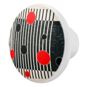 “Crazy Red Dots” Ceramic Door Knob