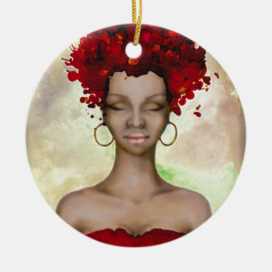 Crazy Red Hair Morning Ceramic Ornament