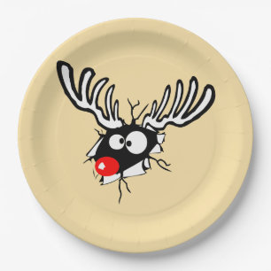Crazy Red Nosed Reindeer Paper Plate