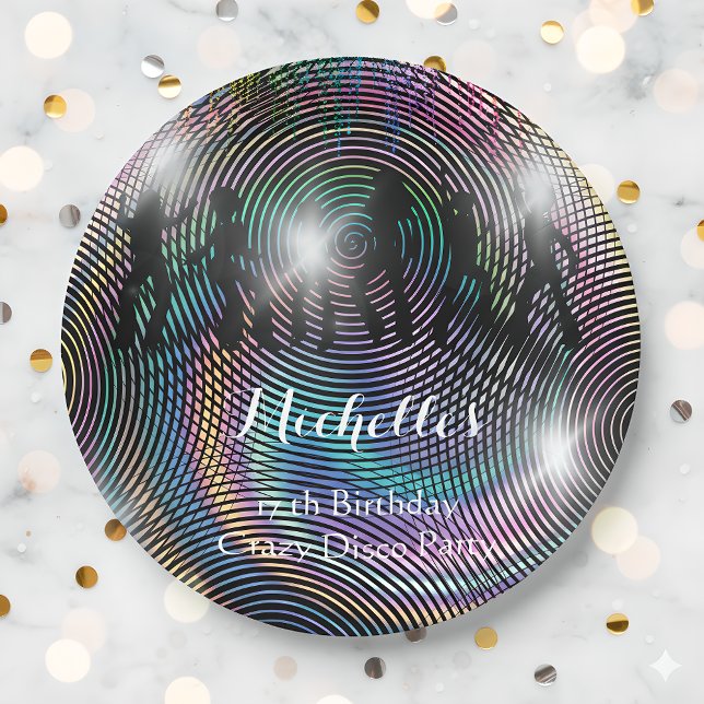 Crazy retro psychedelic disco birthday paper plate (Creator Uploaded)