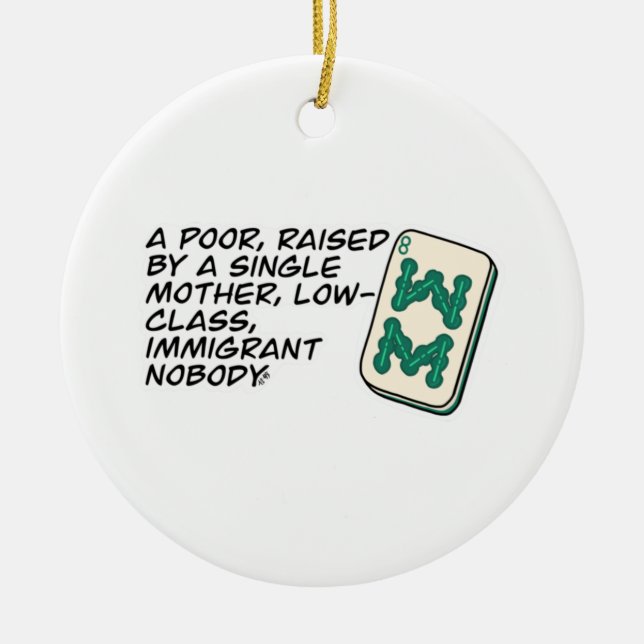 Crazy Rich Asians Mahjong scene quote Classic Ceramic Ornament (Front)