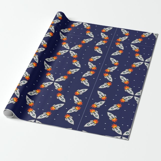 Crazy rockets wrapping paper (Unrolled)