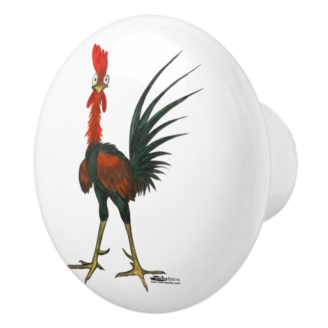 Crazy Rooster Ceramic Knob (Right)