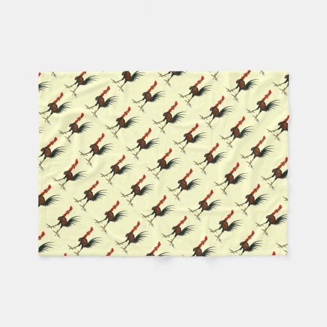 Crazy Rooster Fleece Blanket (Front (Horizontal))