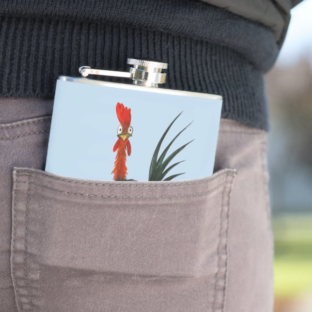 Crazy Rooster Hip Flask (In Situ)