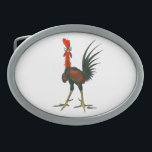 Crazy Rooster Oval Belt Buckle<br><div class="desc">Poor crazy rooster. Someone just asked, for the millionth time, why he crossed the road.</div>