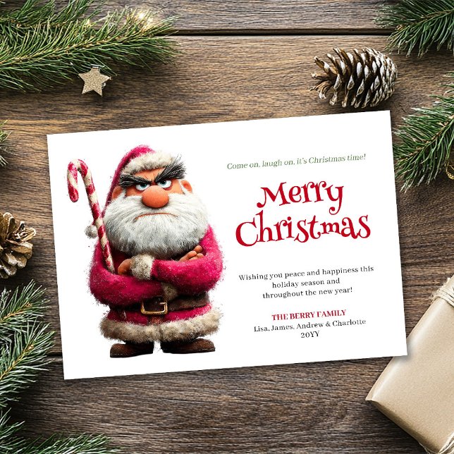 Crazy Santa custom comic Christmas greeting laugh Holiday Card (Crazy Santa custom comic Christmas greeting card laugh)