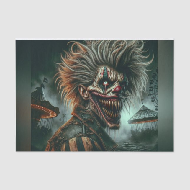 Crazy Scary Halloween Clown Decoupage Paper  (Front)