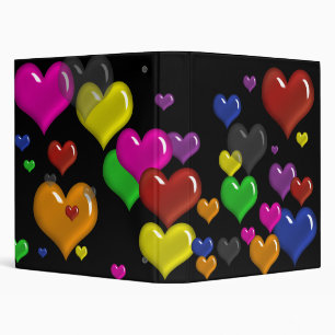 Crazy Scattered Rainbow Colour Hearts Binder 1
