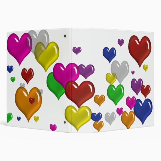Crazy Scattered Rainbow Colour Hearts Binder 1.5" (Background)