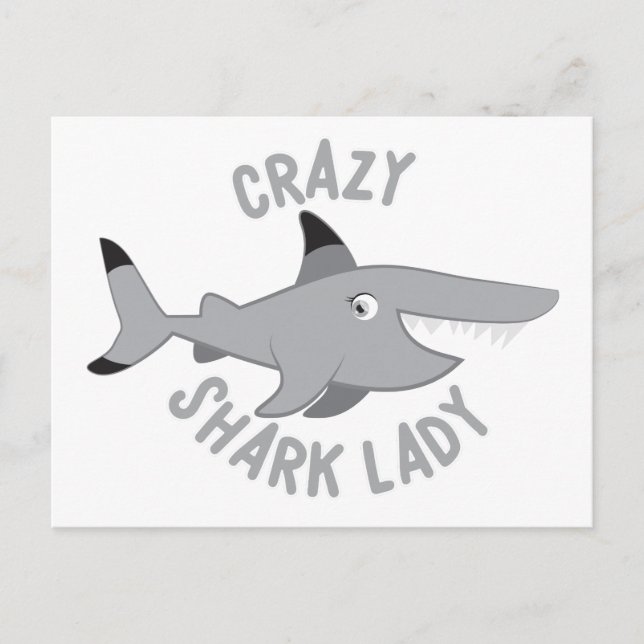 crazy shark lady circle postcard (Front)