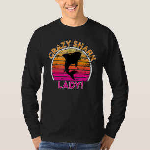Crazy Shark Lady Funny Retro Shark T-Shirt