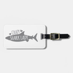 Crazy Shark Lady Luggage Tag