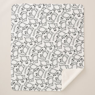 Crazy Sheep Dream Doodle Pattern Sherpa Blanket