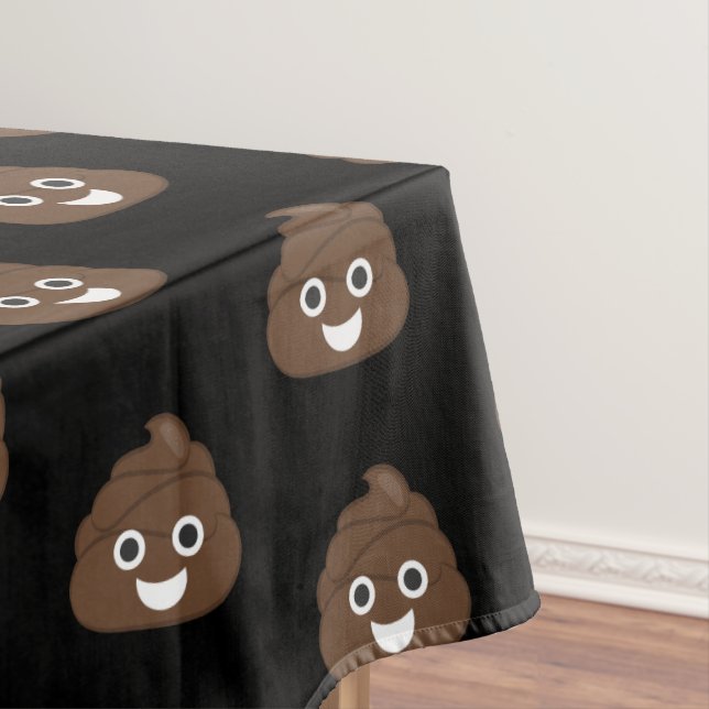 Crazy Silly Brown Poop Emoji Tablecloth (In Situ)