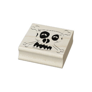 Crazy skull crossbones illustration art stamp
