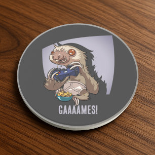 Crazy Sloth Character Quirky Video Games Fan Gift Coaster