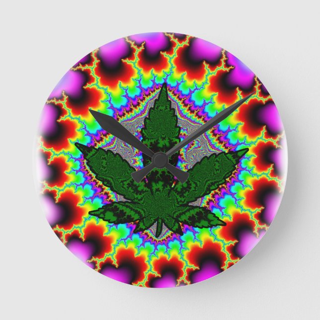 Crazy Smoke Weed Fun Rasta Round Clock (Front)