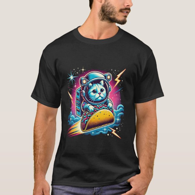 Crazy Space Taco Cat Funny T-Shirt (Front)