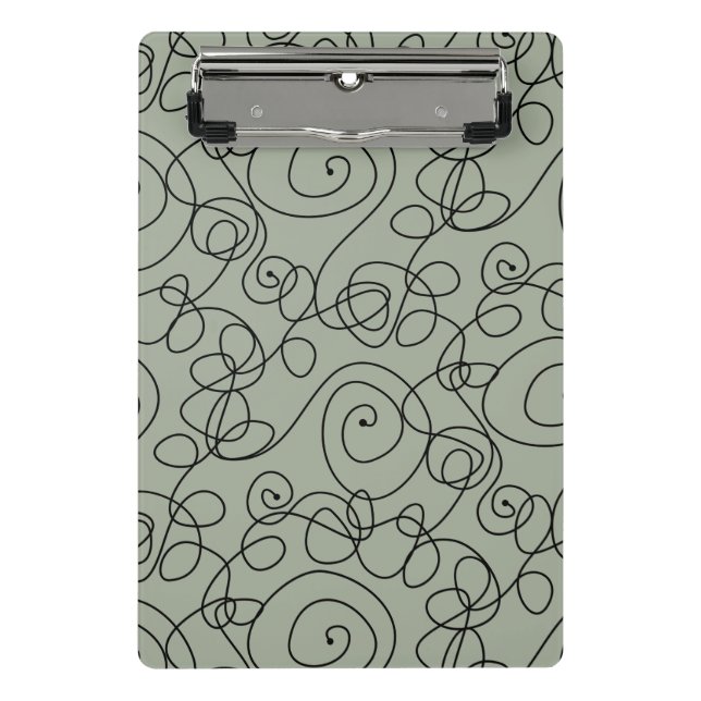 Crazy Spiral Lines black + your background & ideas Mini Clipboard (Front)