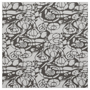 Crazy Spirals Lines black II + your backgr. & idea Fabric