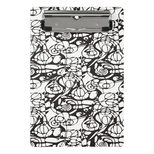 Crazy Spirals Lines black II + your backgr. & idea Mini Clipboard (Front)