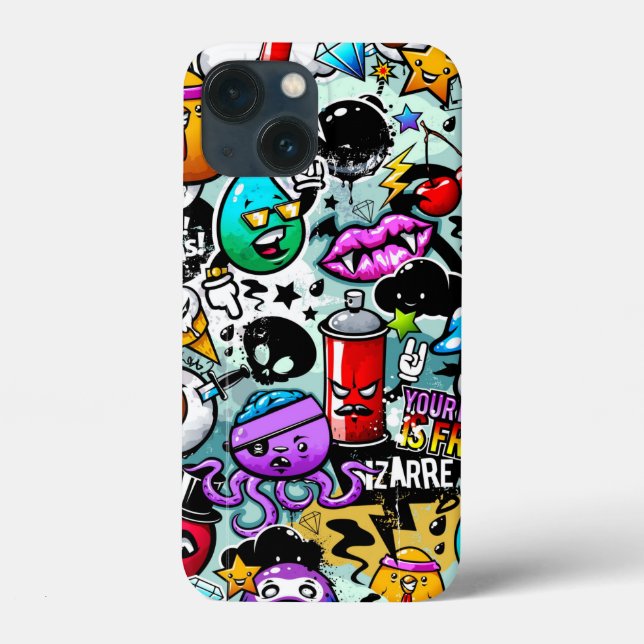 Crazy Sticker Skull, lips, spray Graffiti Case-Mate iPhone Case (Back)