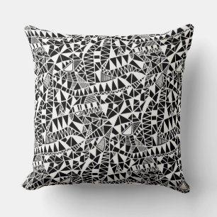 Crazy Structure Pattern 060423 - White on Black Throw Pillow