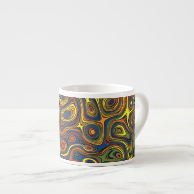 Crazy Swirls Espresso Mug, Abstract Design Cup (Front Right)