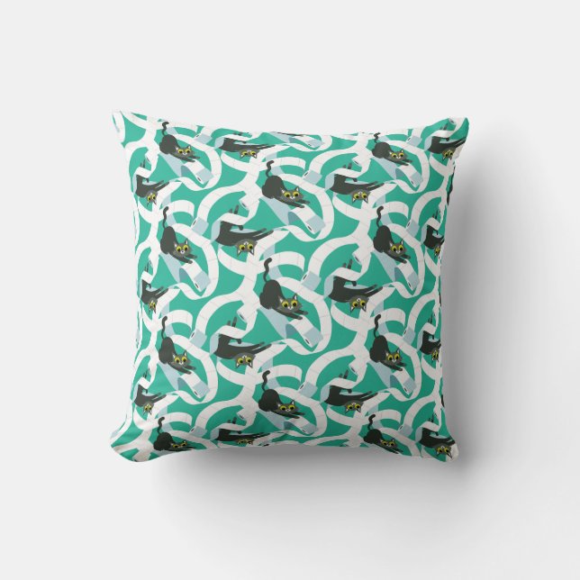Crazy toilet paper cats throw pillow (Front)