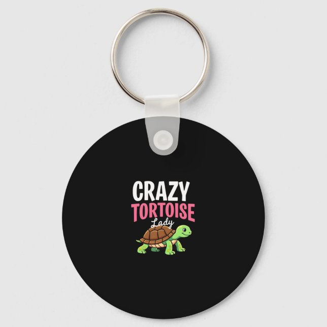 Crazy Tortoise Lady Tortoises Mom Women Turtle (1) Keychain (Front)