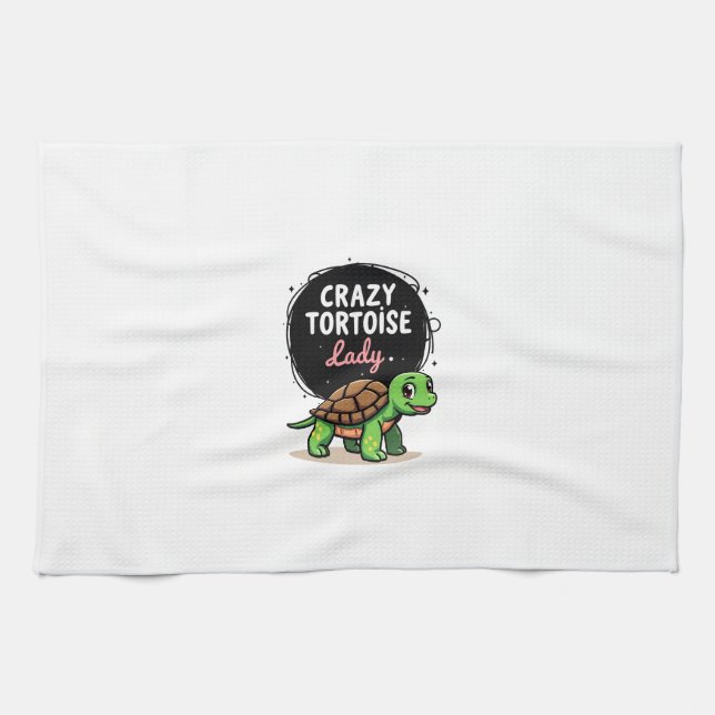 Crazy Tortoise Lady Tortoises Mom Women Turtle (2) Kitchen Towel (Horizontal)