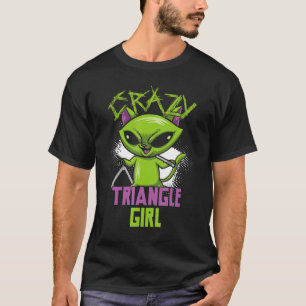 Crazy Triangle Girl Cat Musical Instrument T-Shirt