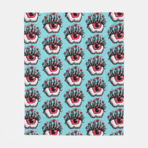 Crazy Trippy Eye Weird Whimsigoth Fleece Blanket
