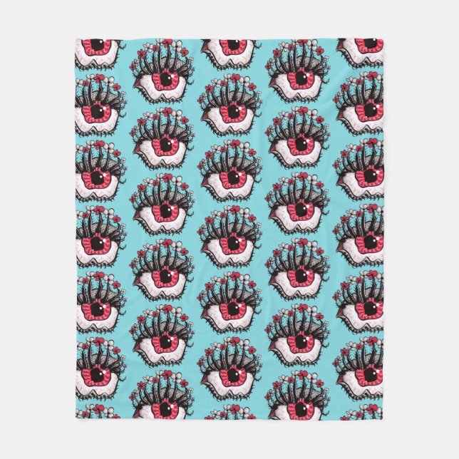 Crazy Trippy Eye Weird Whimsigoth Fleece Blanket (Front)