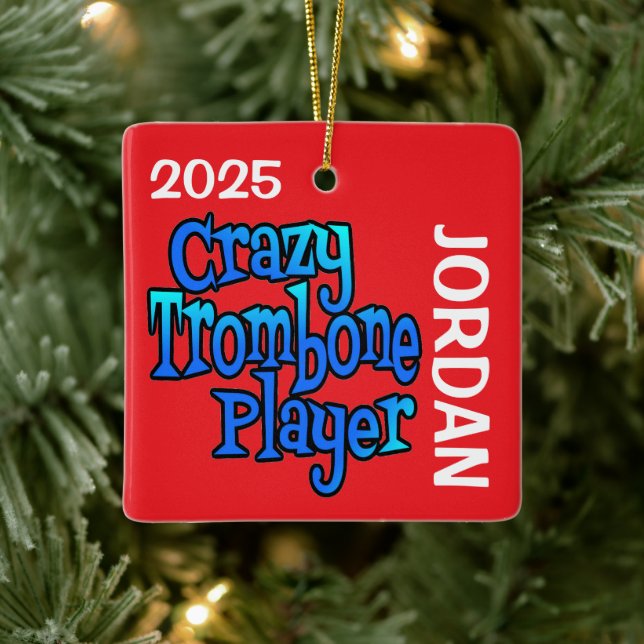 Crazy Trombone Player CUSTOM Ceramic Ornament (Tree)
