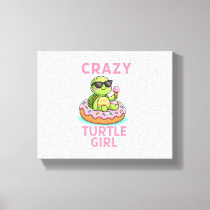 Crazy turtle girl canvas print
