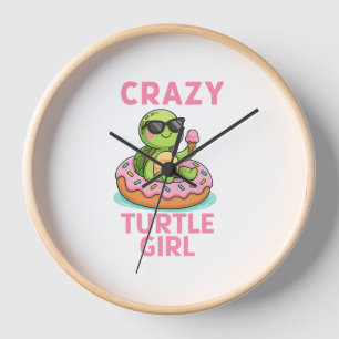 Crazy turtle girl clock