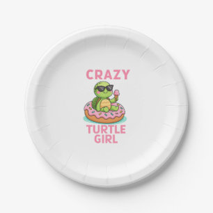 Crazy turtle girl paper plate