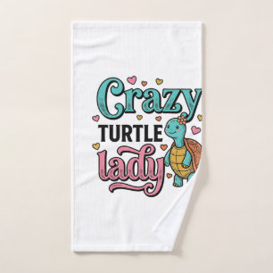 Crazy Turtle Lady Vintage Engraving Design_1 Hand Towel