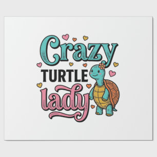 Crazy Turtle Lady Vintage Engraving Design_1 Wrapping Paper